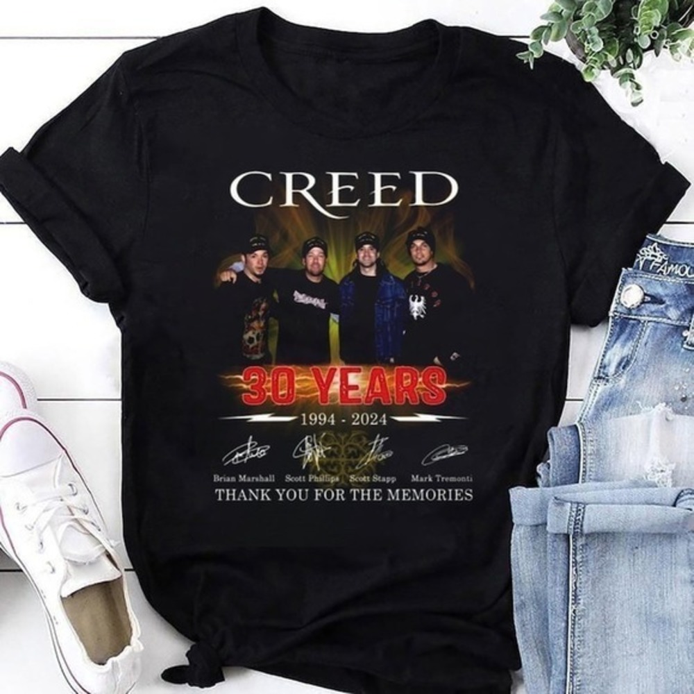 30 Years 1994 2024 Creed Band Signatures T-Shirt Fan Gift Shirt